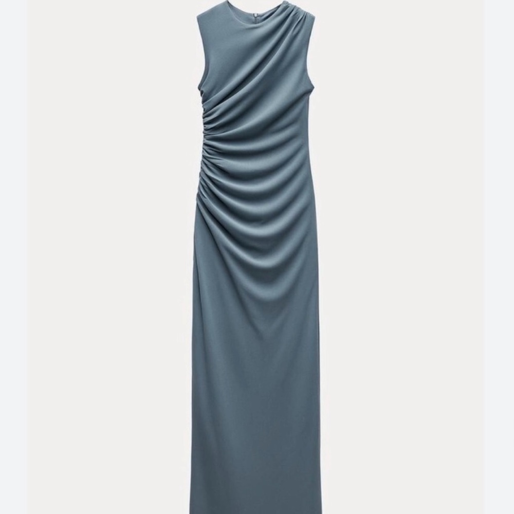 Zara Sleeveless Ruched Waist Elegant Dress